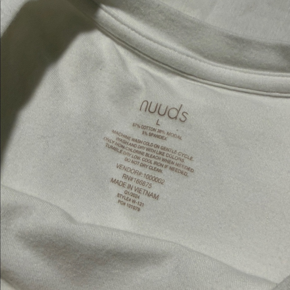 nuuds Short Sleeve Crewneck Bodysuit, White - Picture 3 of 6